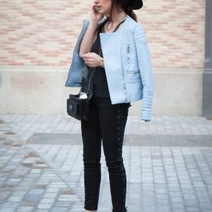 Baby blue Zara leather jacket